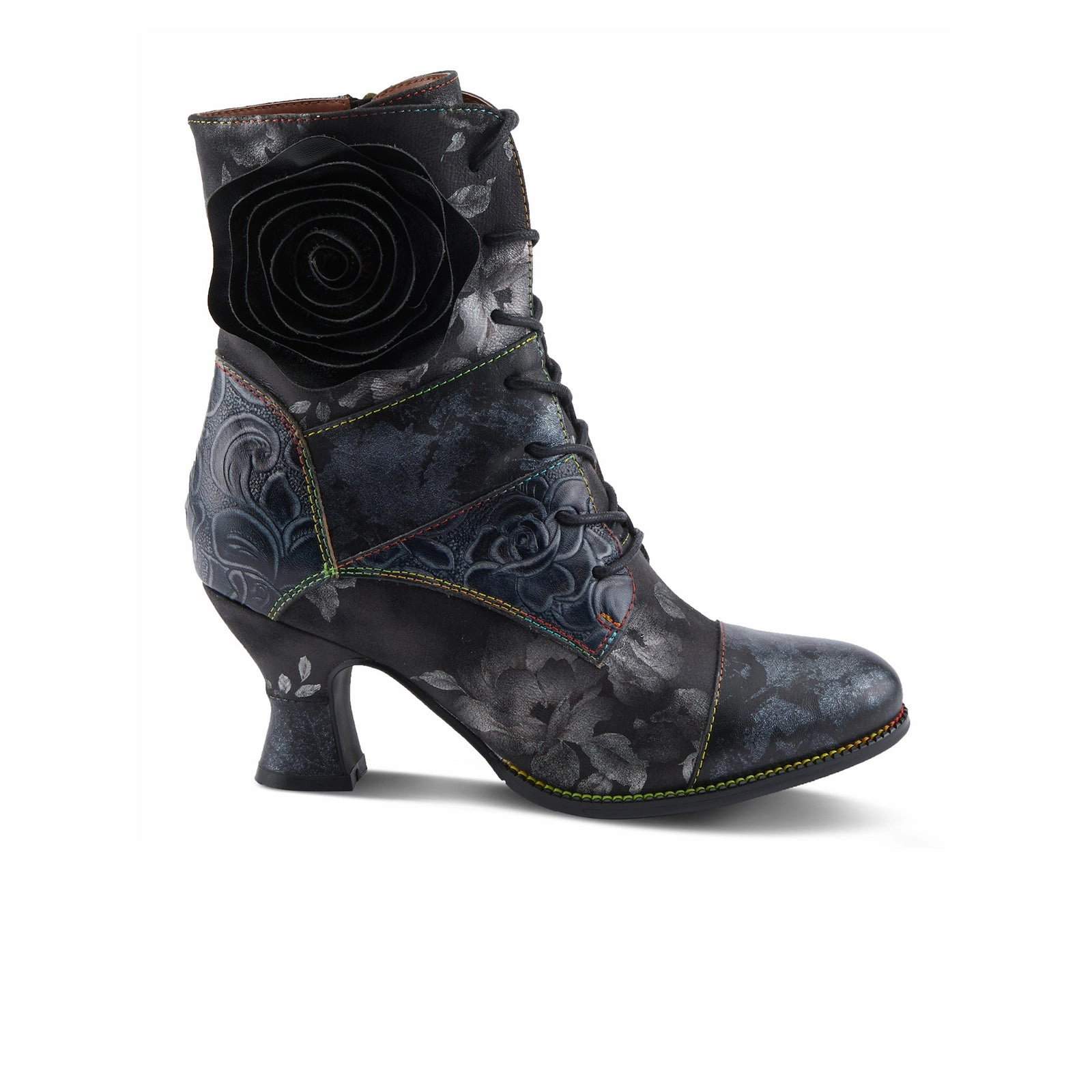 Leather Lining Toe room L'Artiste Roselia Heeled Ankle Boot (Women) - Black Multi