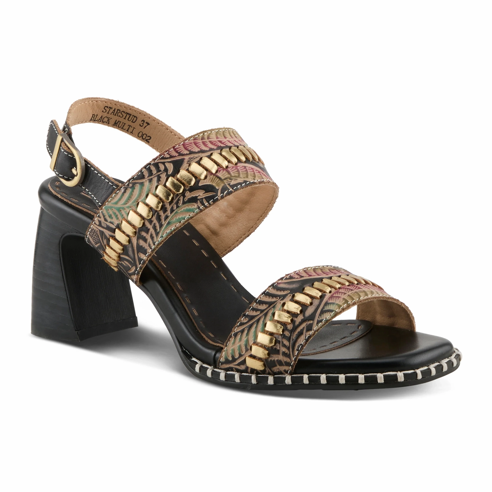 L'Artiste Starstud Wedge Sandal (Women) - Black Multi Seamless construction