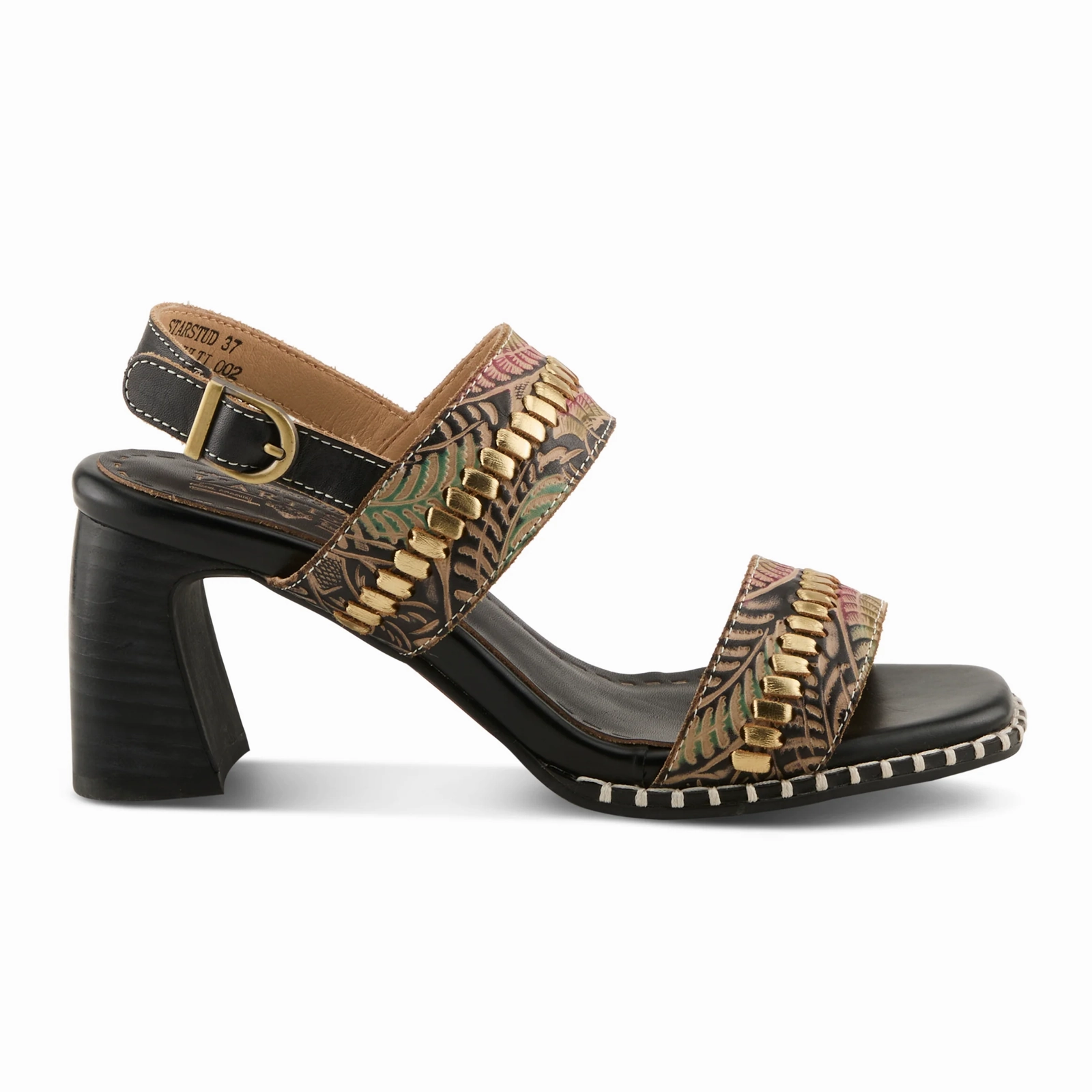 L'Artiste Starstud Wedge Sandal (Women) - Black Multi Comfort Fit Low Profile Design Element