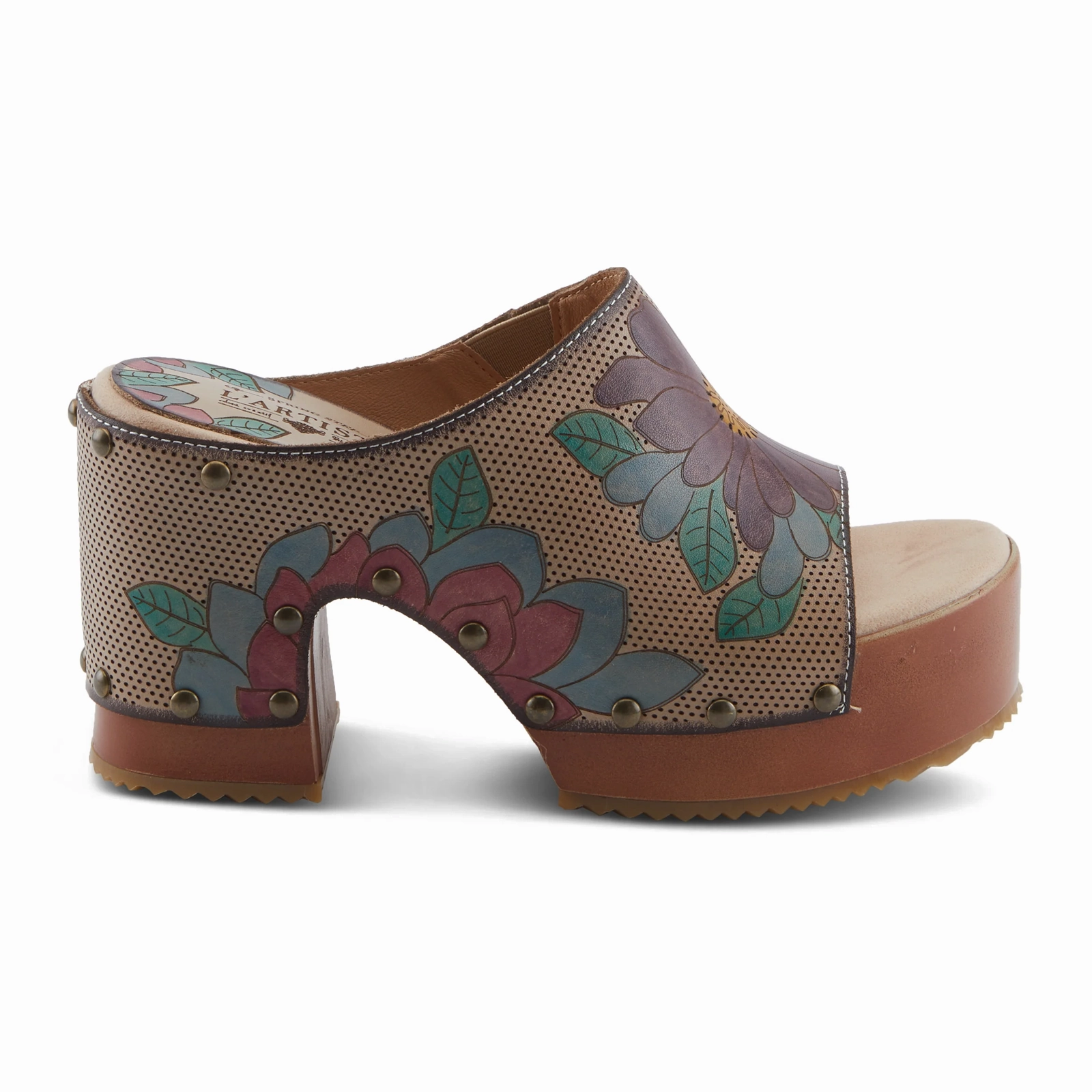 L'Artiste Teeshirt Wedge Sandal (Women) - Beige Multi Comfortable Tongue