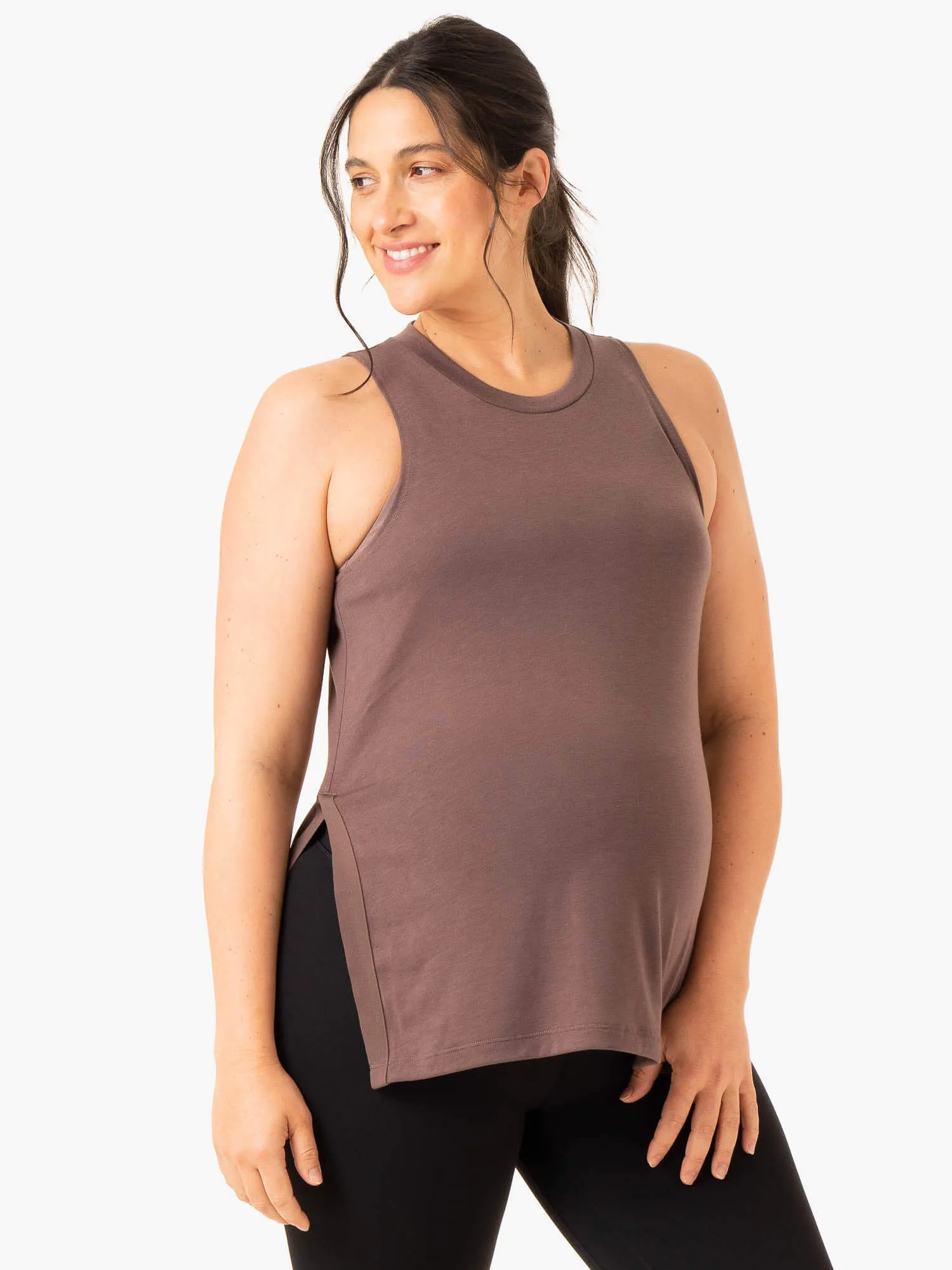 Active Bump Tank - Chocolate Stretch Blouse