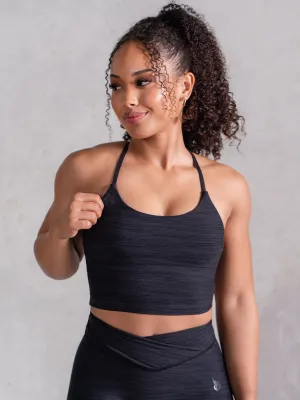 Icon Tank Bra - Black Marl Yarn Dye Stripe
