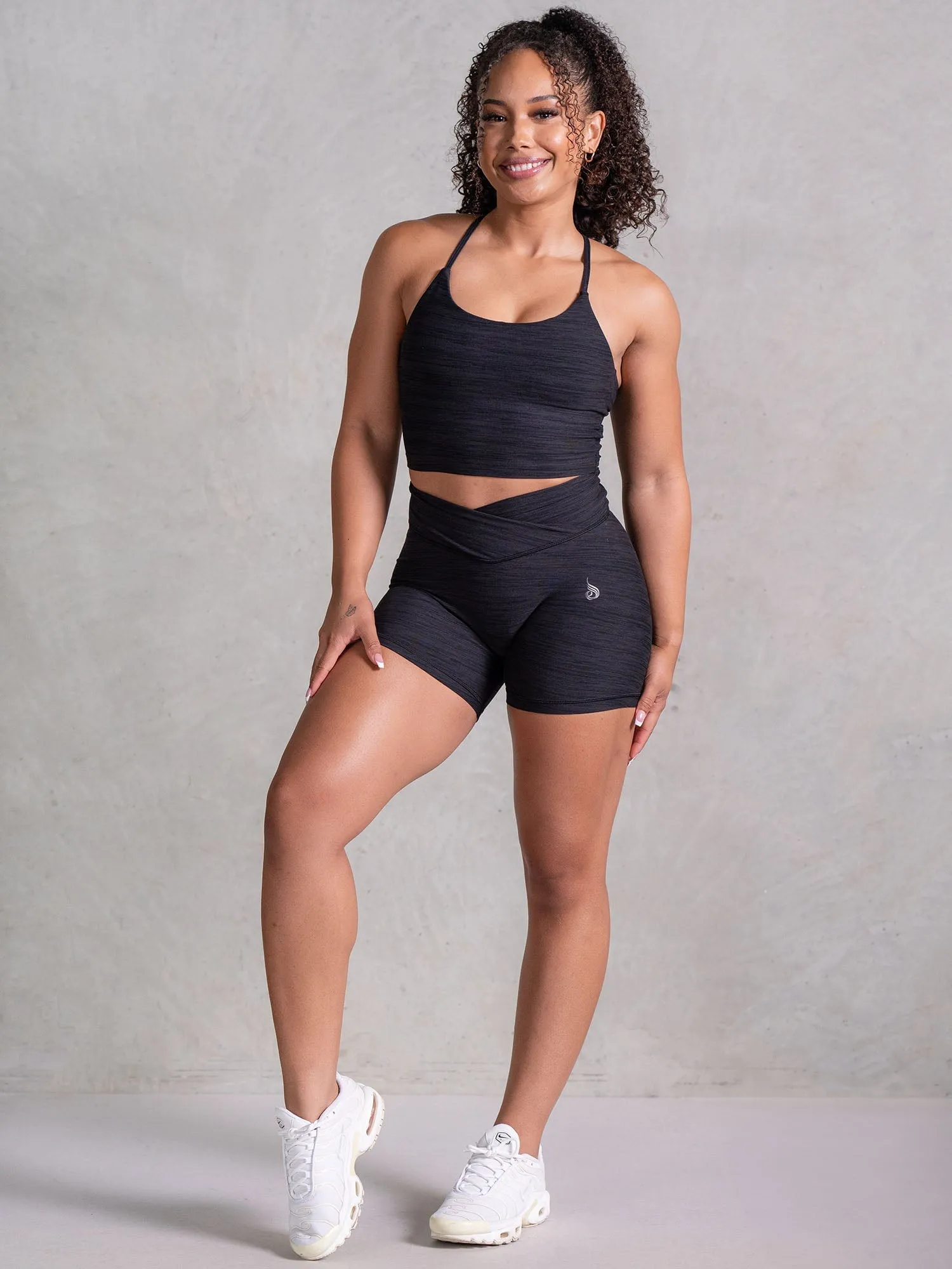 Icon Tank Bra - Black Marl Printed T-shirt MultiPanel Design