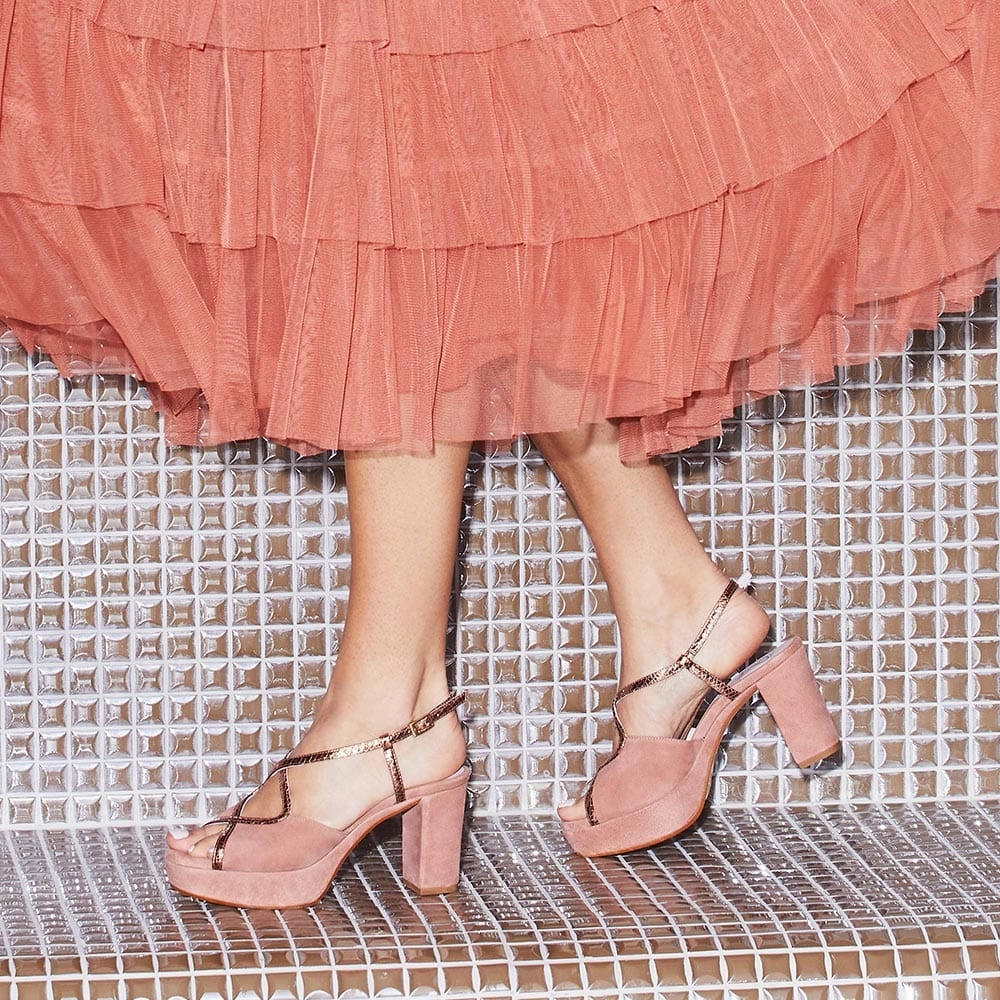 Rachel: Rose Suede & Snake Print Leather Neutral Color Trendy Casual Footwear