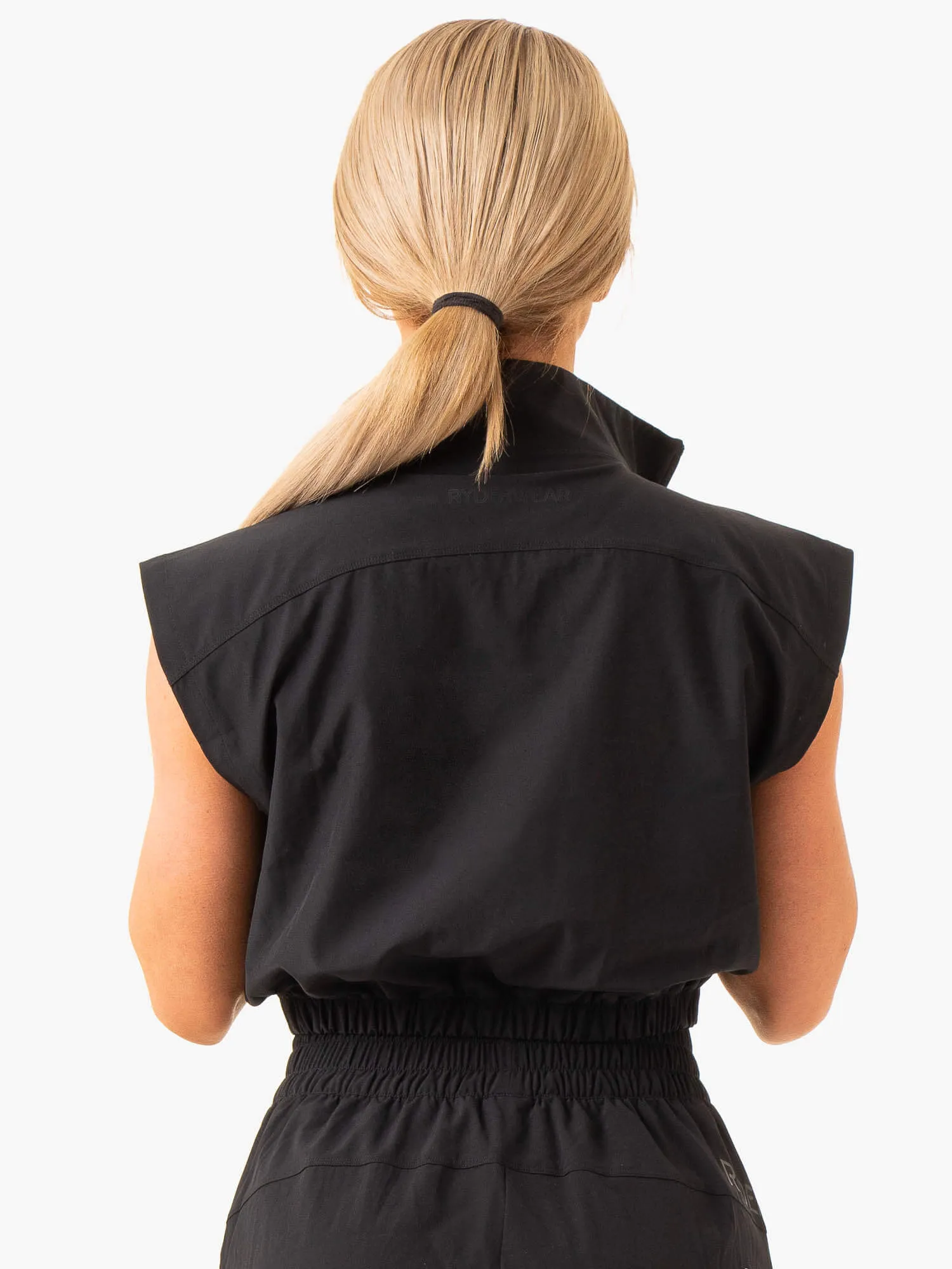 Yarn Dye Stripe Level Up Sleeveless Training Top - Black