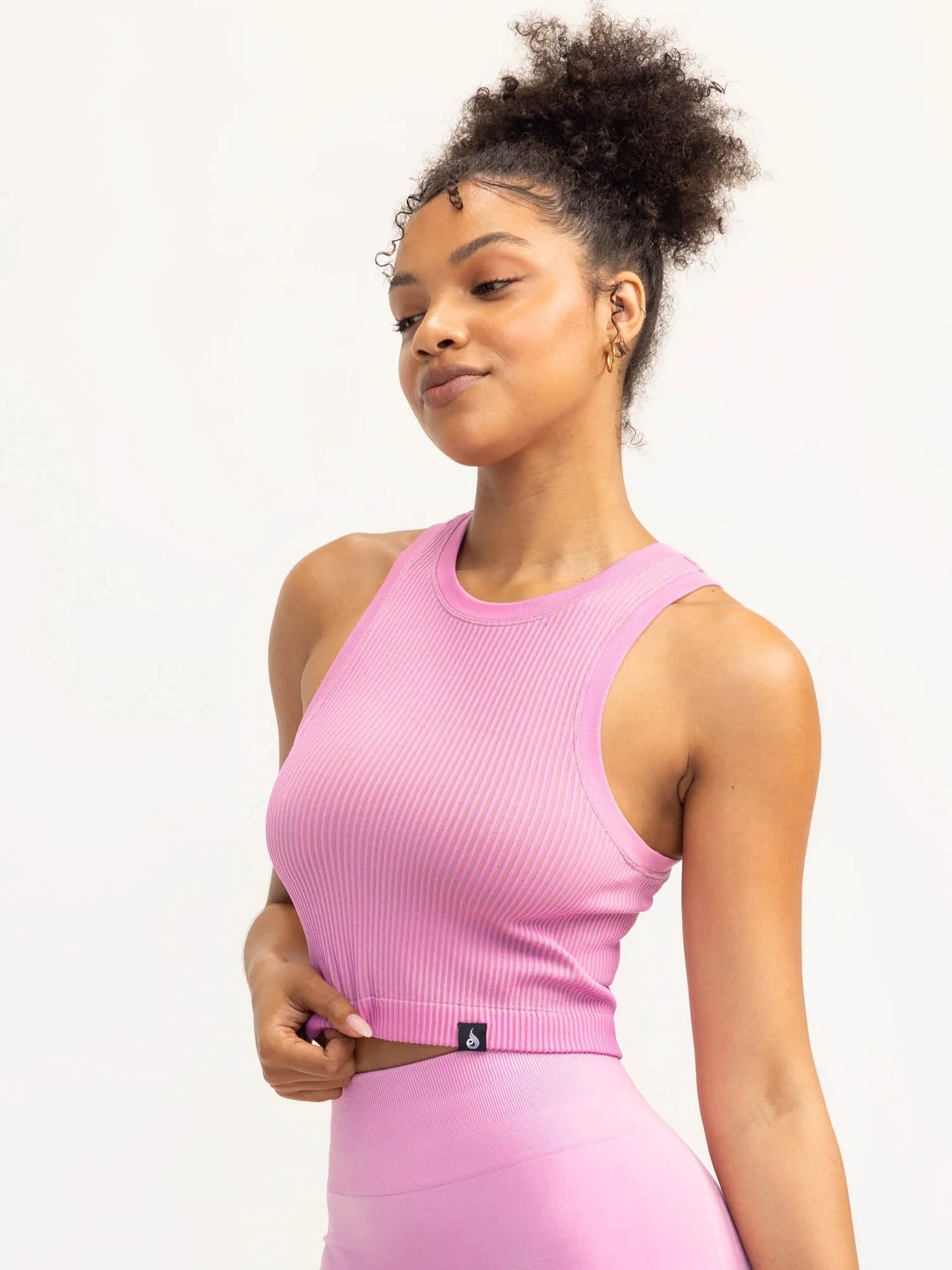 StretchFabric Lift 2.0 Rib Seamless Tank - Musk Pink/Tan
