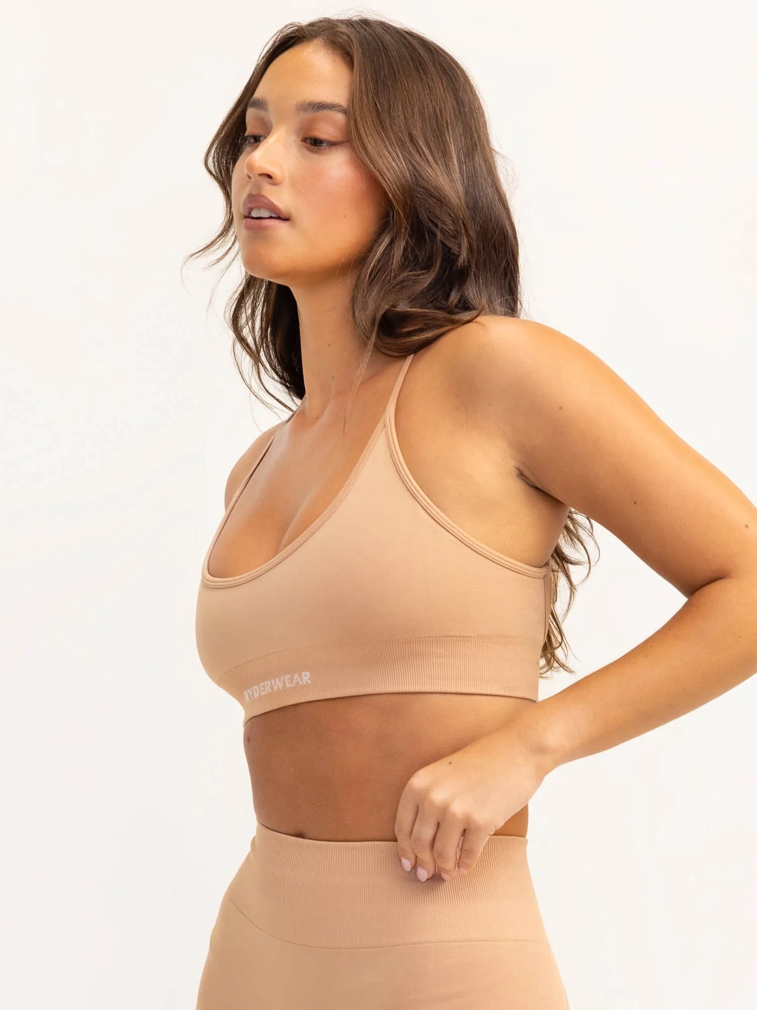 Pink Glued seams Lift 2.0 Seamless Sports Bra - Tan