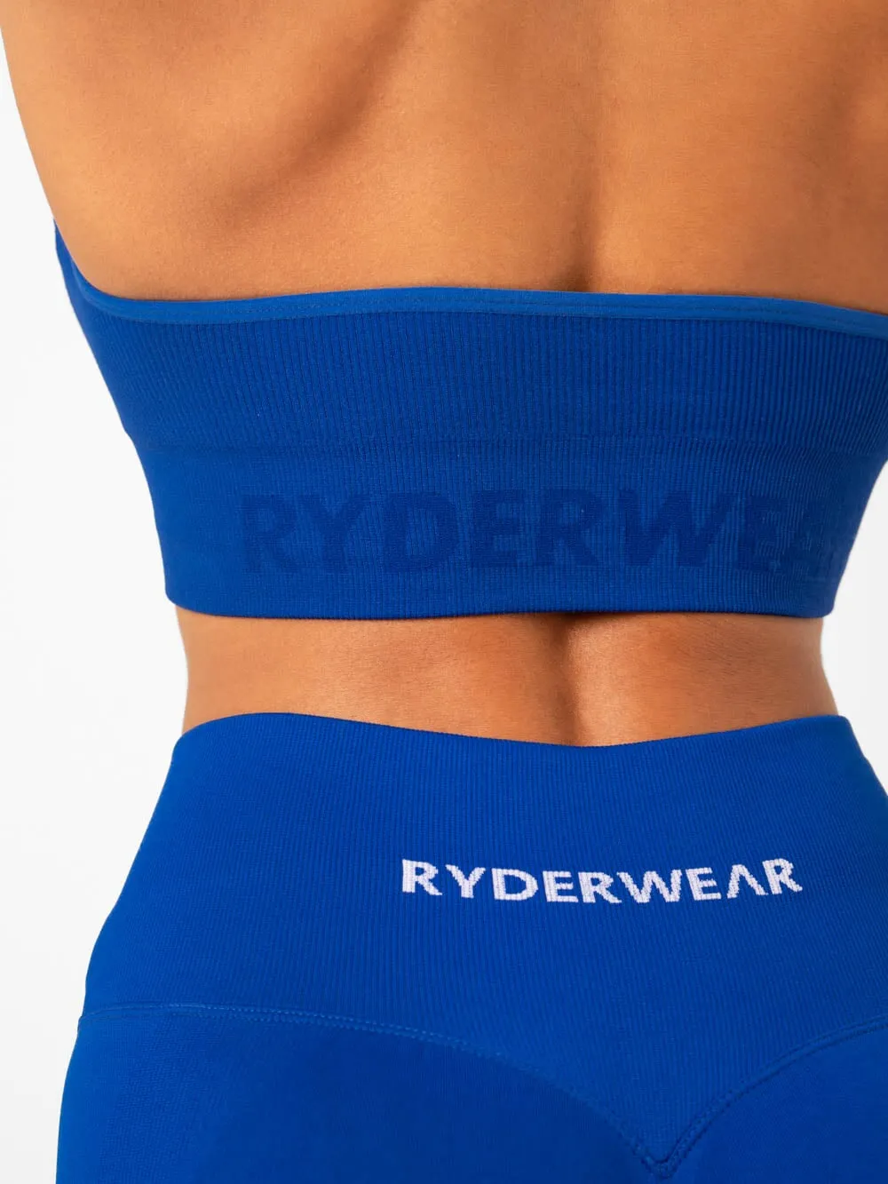 Lift Rib Seamless Halter Sports Bra - Cobalt Blue Cotton fitness wear