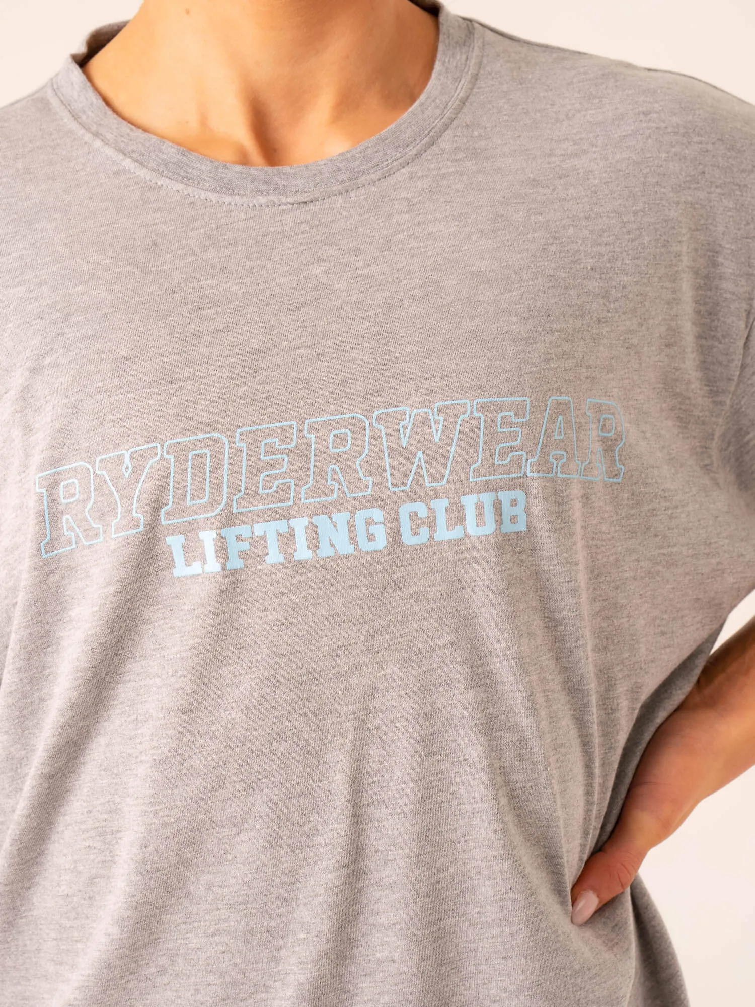 Stylish and Relaxed Lifting Club T-Shirt - Grey Marl