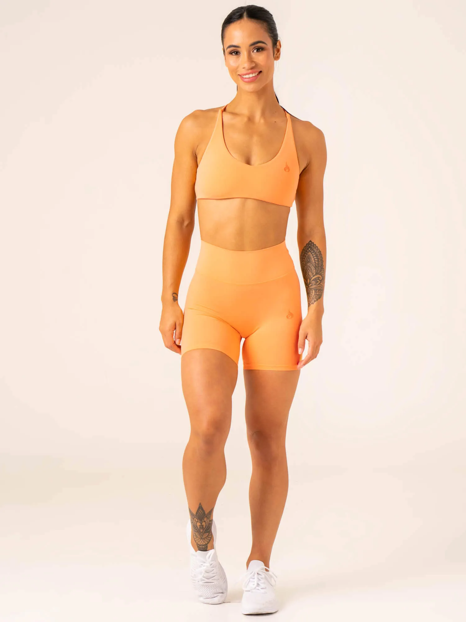 NKD High Waisted Scrunch Shorts - Orange Sherbet Athletic Wear cargo style