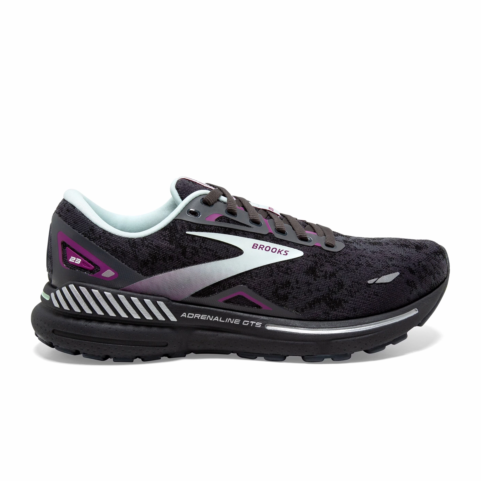 Heritage Vibe Light Move Brooks Adrenaline GTS 23 Running Shoe (Women) - Black/Light Blue/Purple