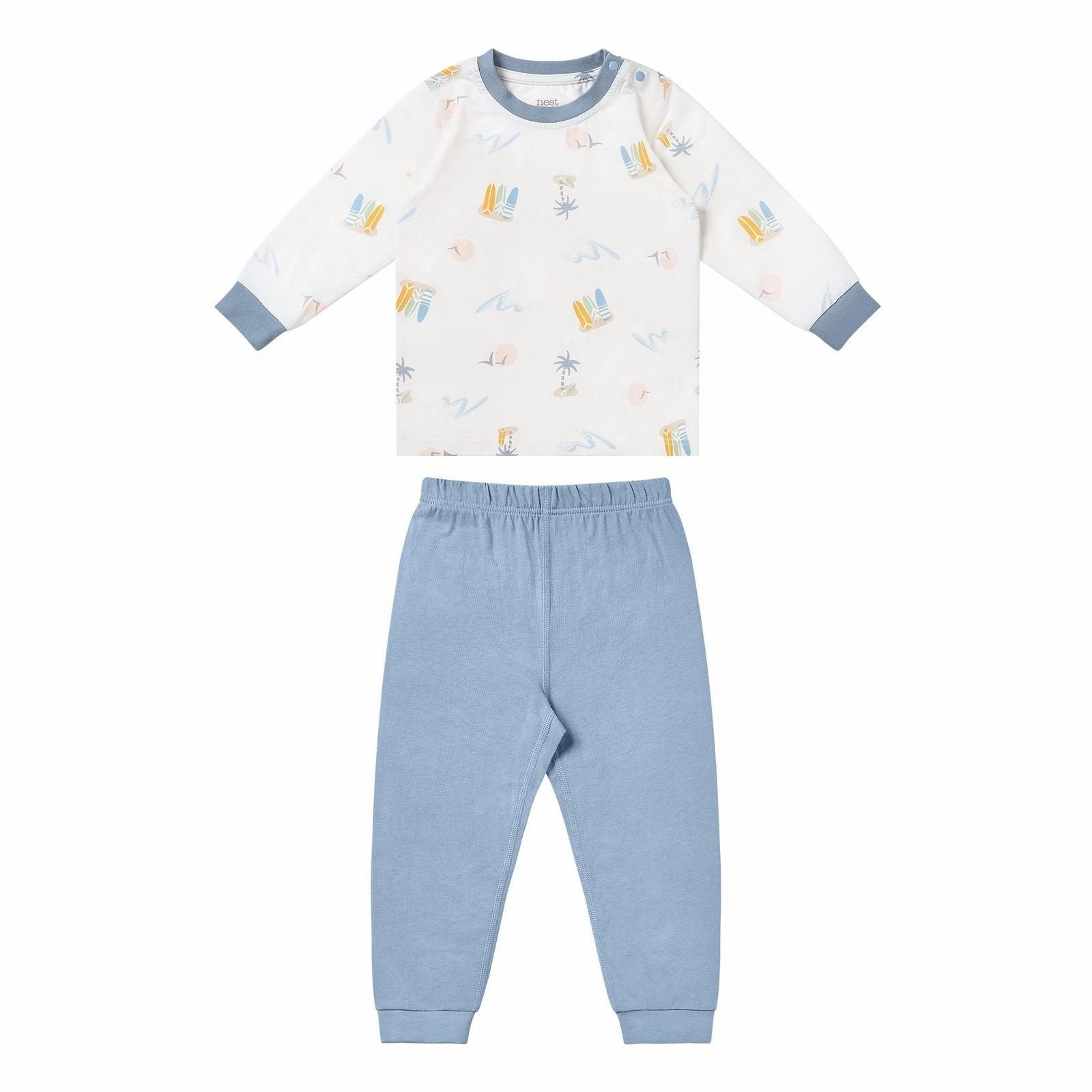 Gym clothes for children Outerwear Nest Designs Kids/Baby Two-Piece Long Sleeve PJ Set (Bamboo Jersey) - Pastel Waves