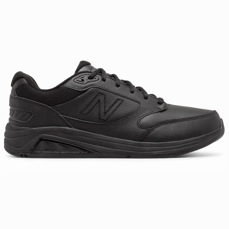 New Balance Men`s MW928 Black Leather plain shoes Heel Stabilizer