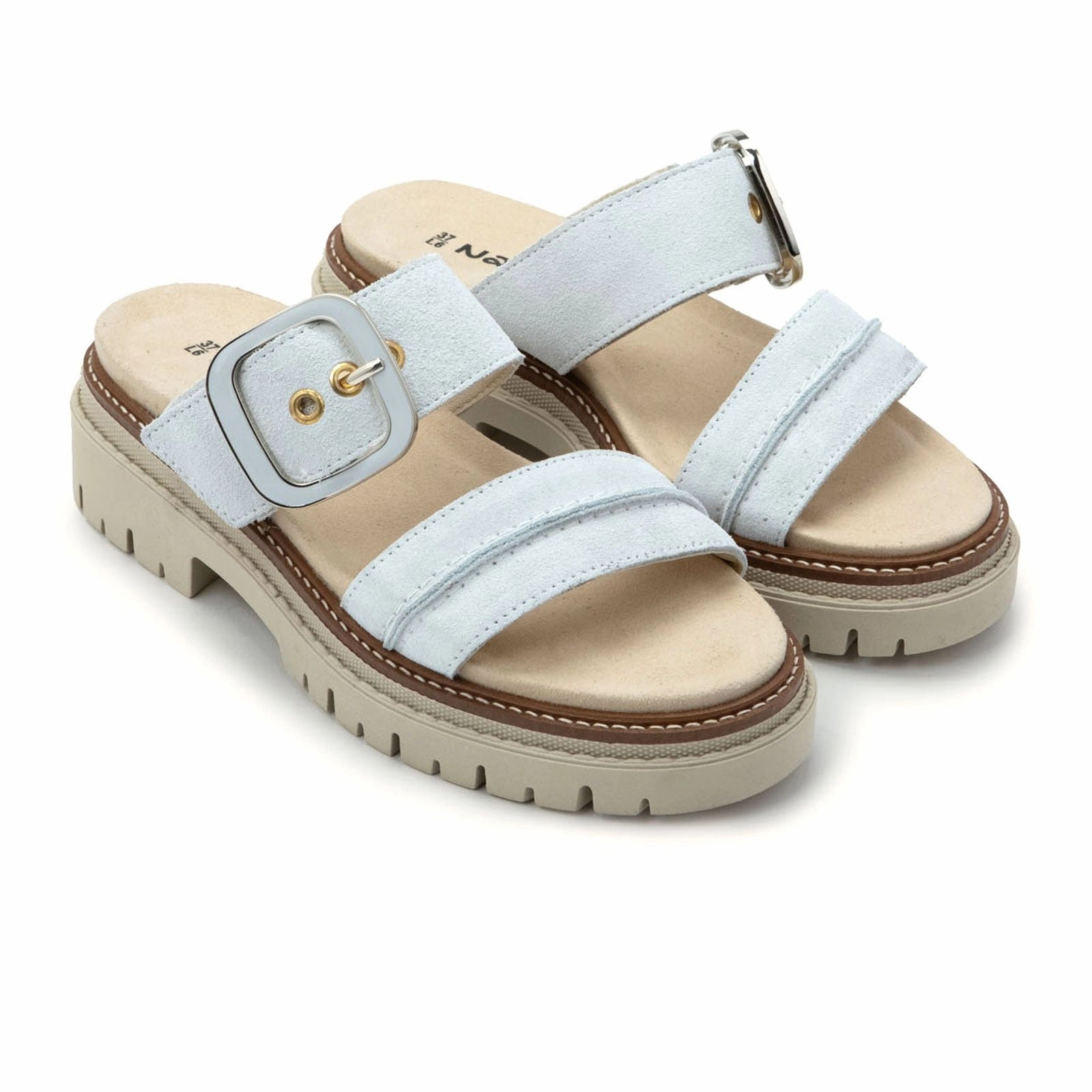 Breathable mesh upper Naot Mulberry Slide Sandal (Women) - White Suede