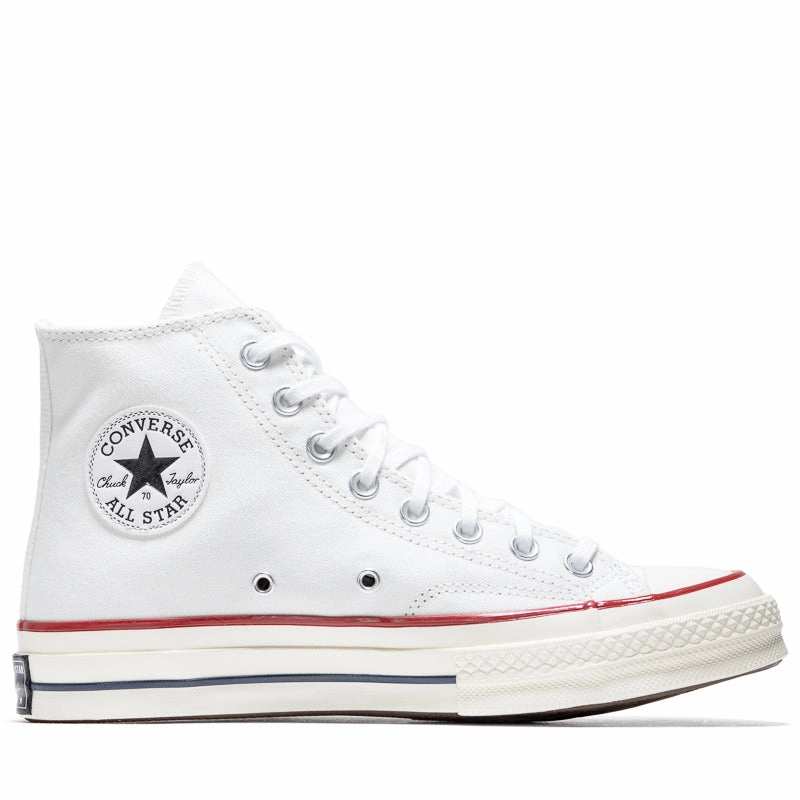 Converse Chuck 70 Hi - White/Garnet Classic Everyday Wear Heel Free