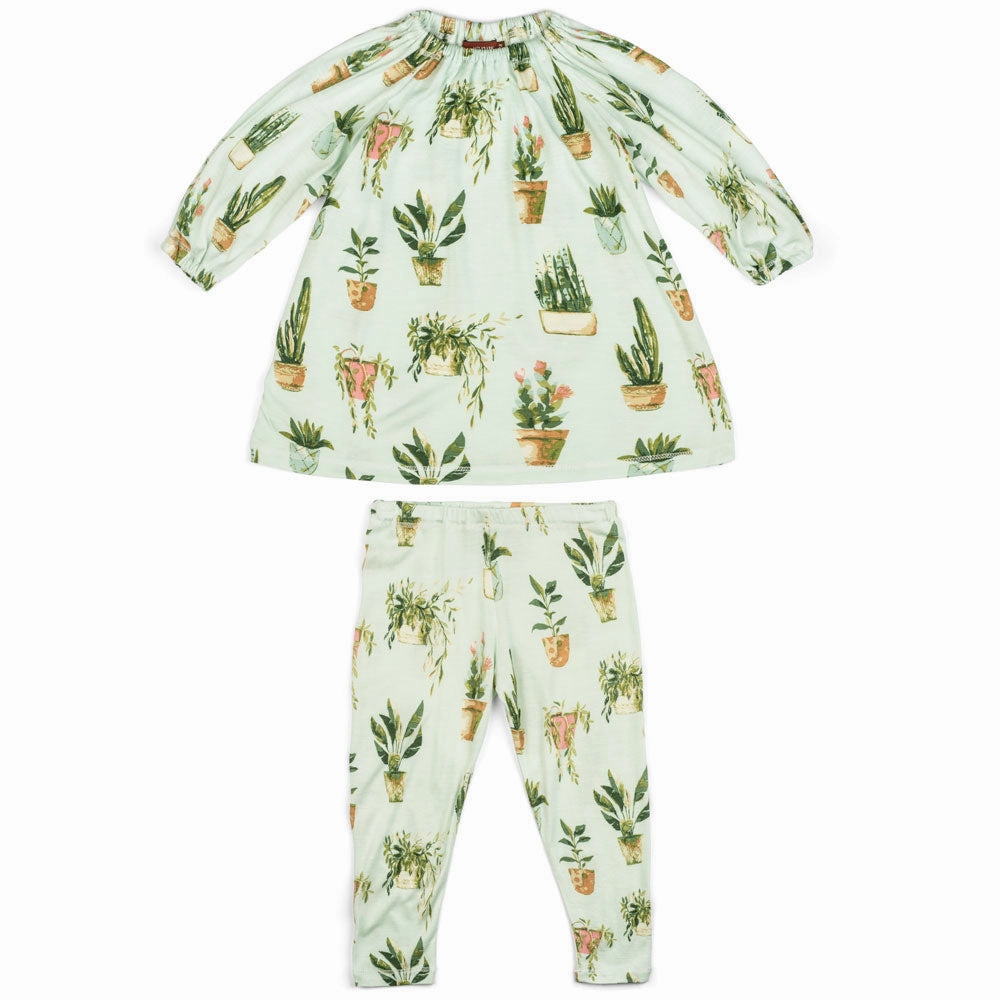 Milkbarn 15103 DRESS & LEGGING SET - POTTED PLANTS western Patchwork outfits for children