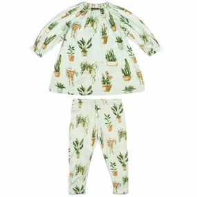 Milkbarn 15103 DRESS & LEGGING SET - POTTED PLANTS Safari wear for children Halloween costumes for kids