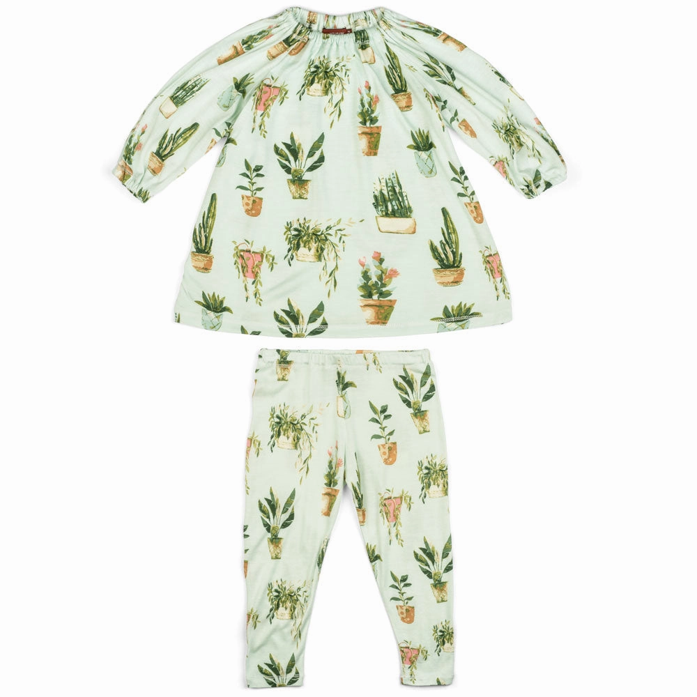 Milkbarn 15103 DRESS & LEGGING SET - POTTED PLANTS Safari wear for children Halloween costumes for kids