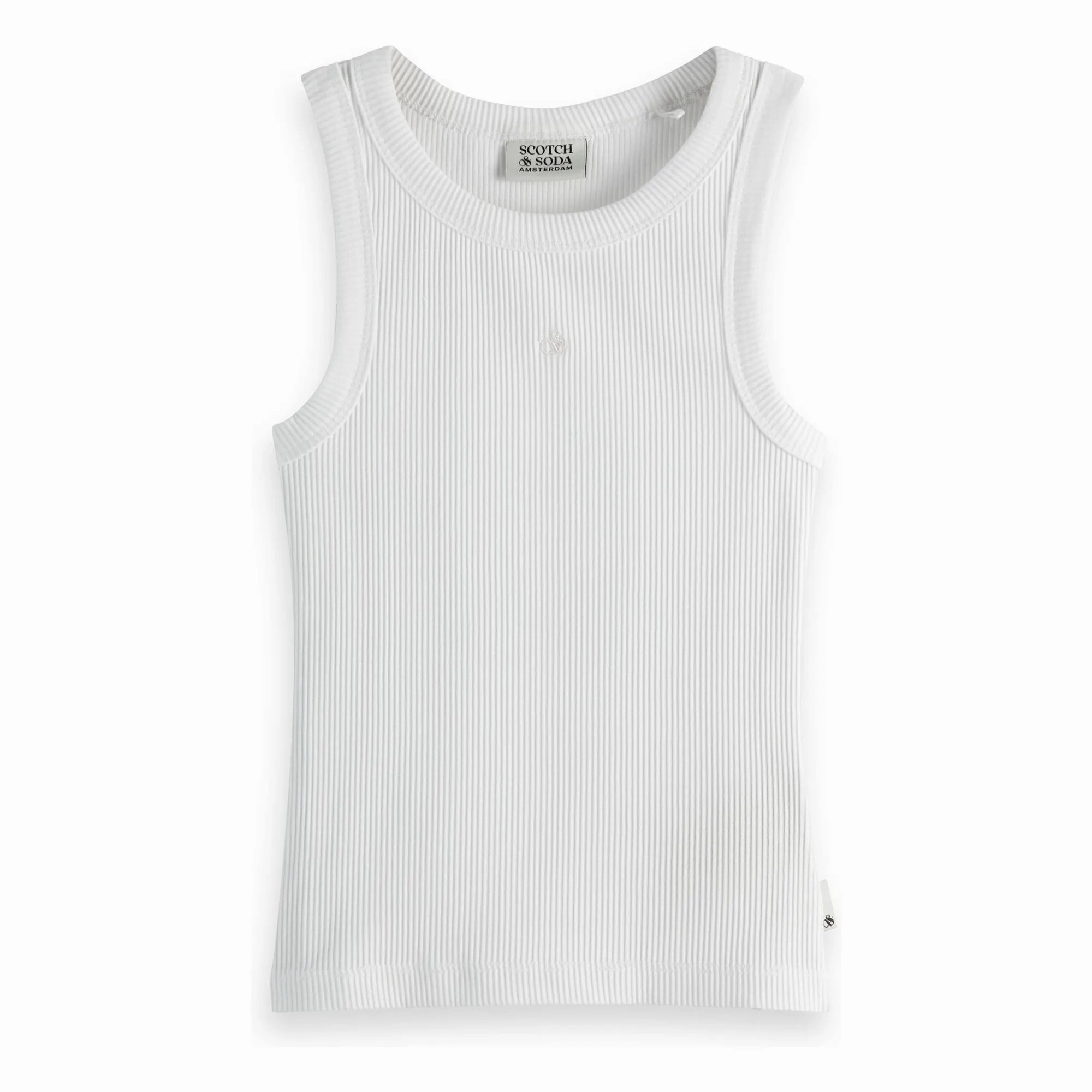 stain - resistant Ribbed Tank Top | White