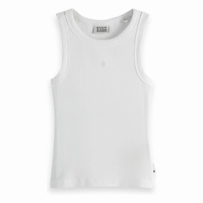 stain - resistant Ribbed Tank Top | White