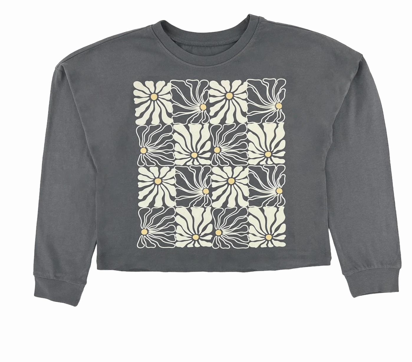 Long Sleeve Daisy Check Tee Floral kids' apparel Ruffled