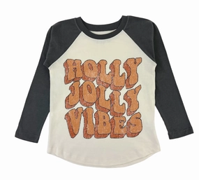 Long Sleeve Raglan- Holly Jolly Vibes Fuzzy