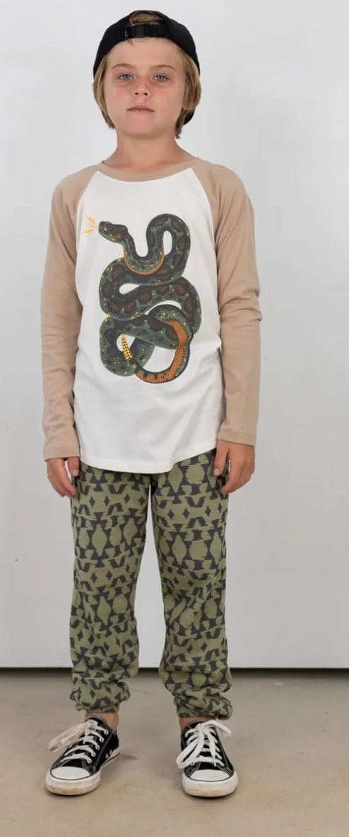 Polyester Colorful kids' clothes Long Sleeve Raglan- Snake Pass