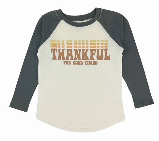 Printed Corduroy clothes for kids Long Sleeve Raglan- Thankful
