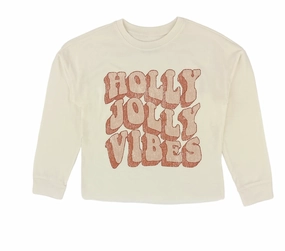 Fashionable Naughty Long Sleeve Tee- Holly Jolly Vibes