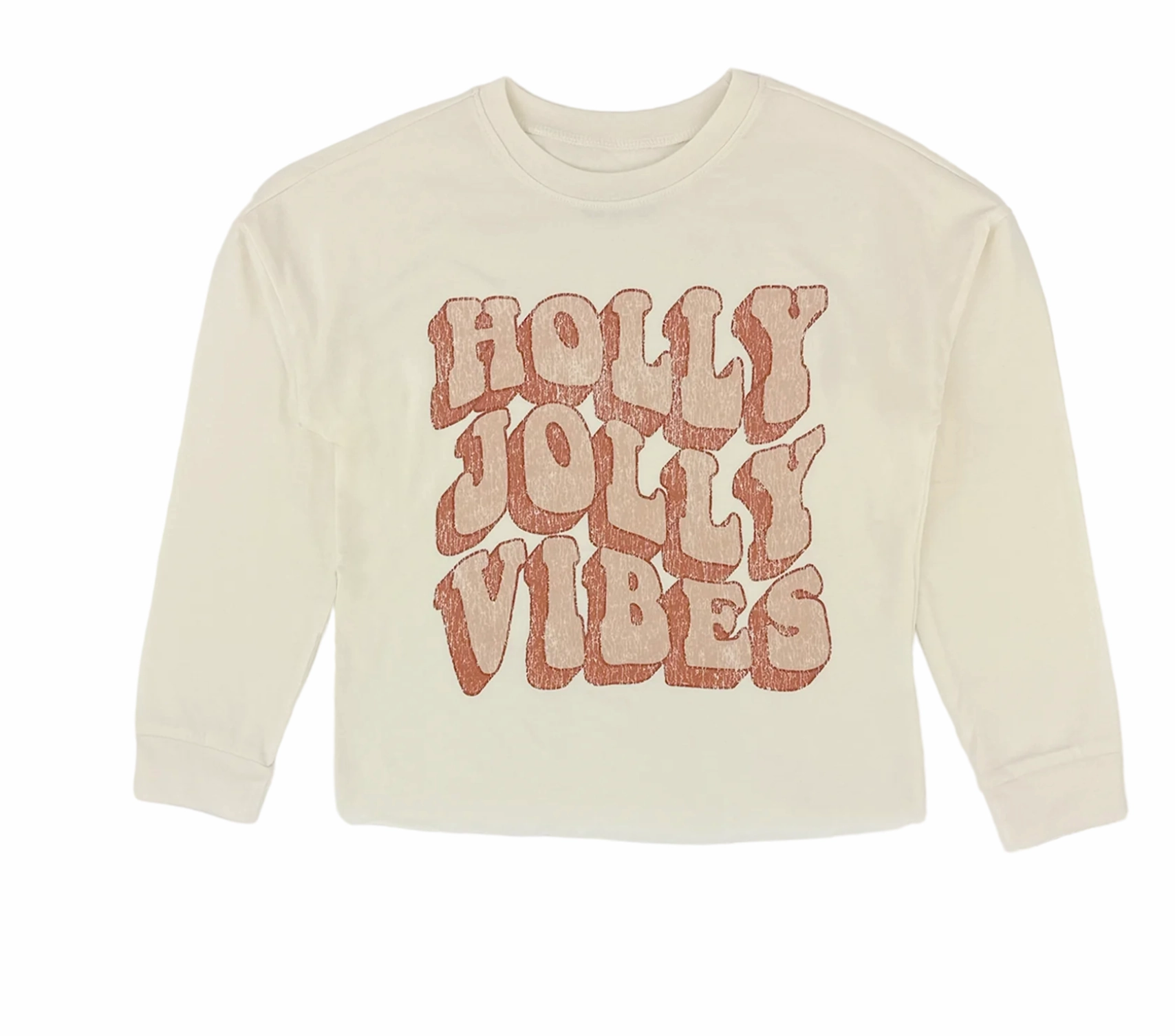 Long Sleeve Tee- Holly Jolly Vibes Chiffon Embroidered
