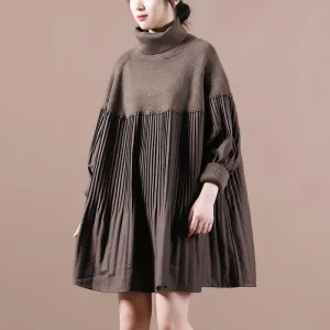 Anti Pilling Finish Comfy Movement Loose Pleated Stitching Knitted Turtleneck Sweater