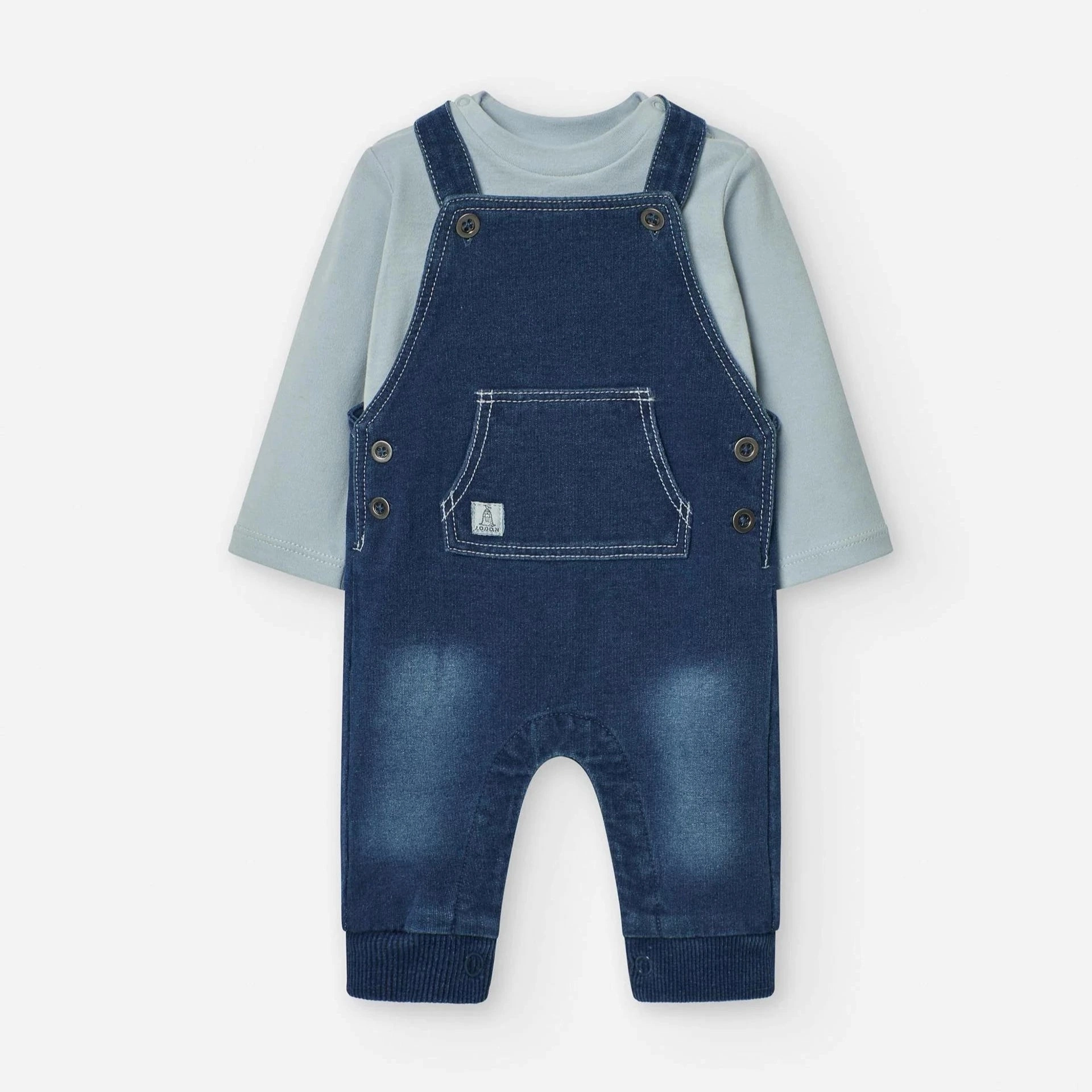 Tie dyed kids' clothes Convenient Losan Baby Long-Sleeved Top   Dungarees Set - Sky Blue - Newborn