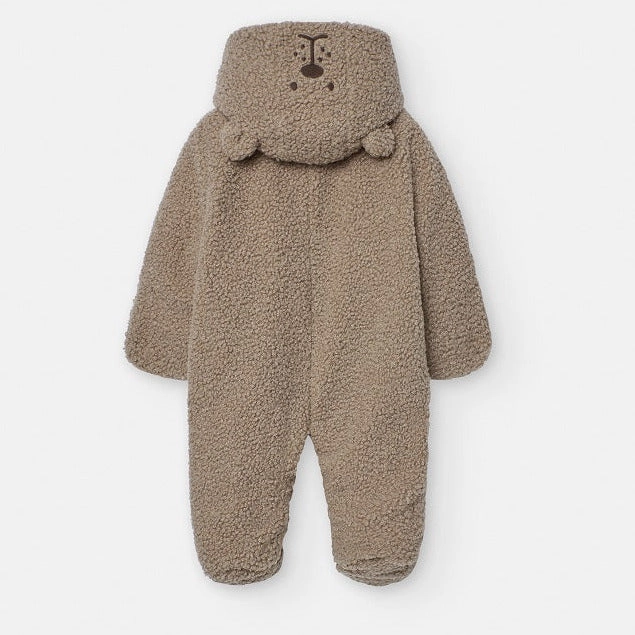Losan Kids Baby Unisex Bear-Critter Sherpa Jumpsuit - Newborn Fitted