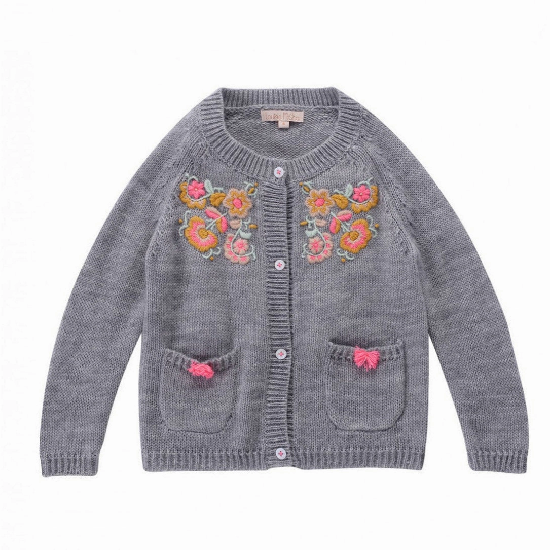 Non - toxic Medium Louise Misha Kids Girl's Gilet Velika Sweaters in Light Grey