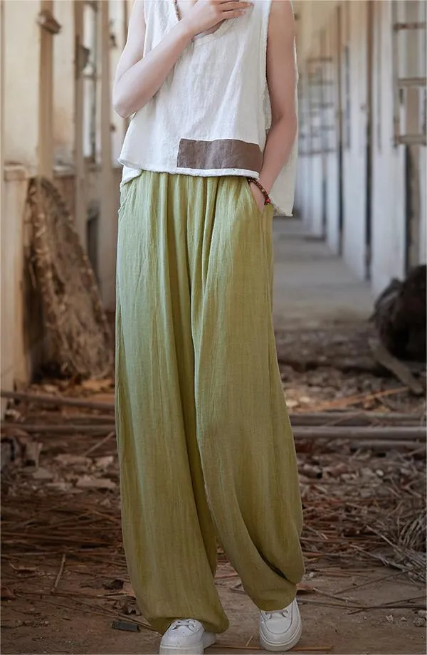 Women Summer Linen Casual Pants Quick Dry Fit Workwear