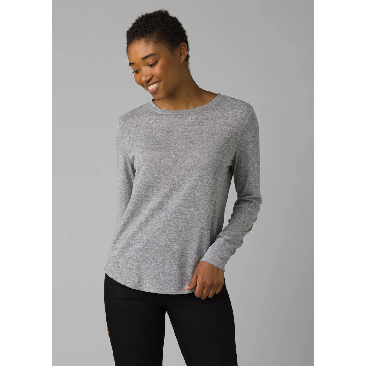 Women's Cozy Up Long Sleeve Tee Seamless Knit Design Tapered Cut