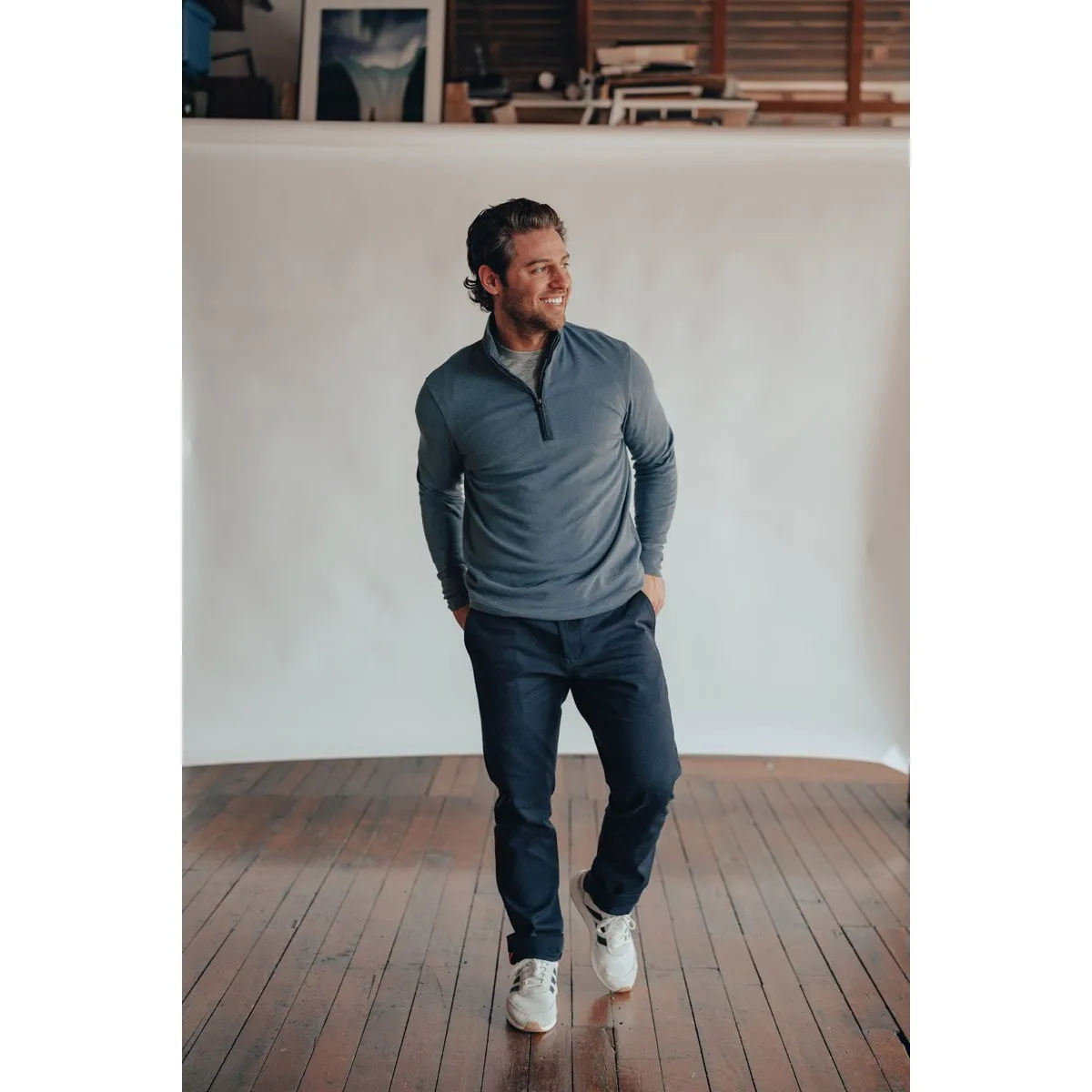 Relaxed Fit Hoodie Men's Puremeso Quarter Zip Pullover