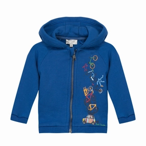 Unisex kids' clothing Paul Smith Junior Baby "Bicycles Poppet" Hoodie in Royal Blue