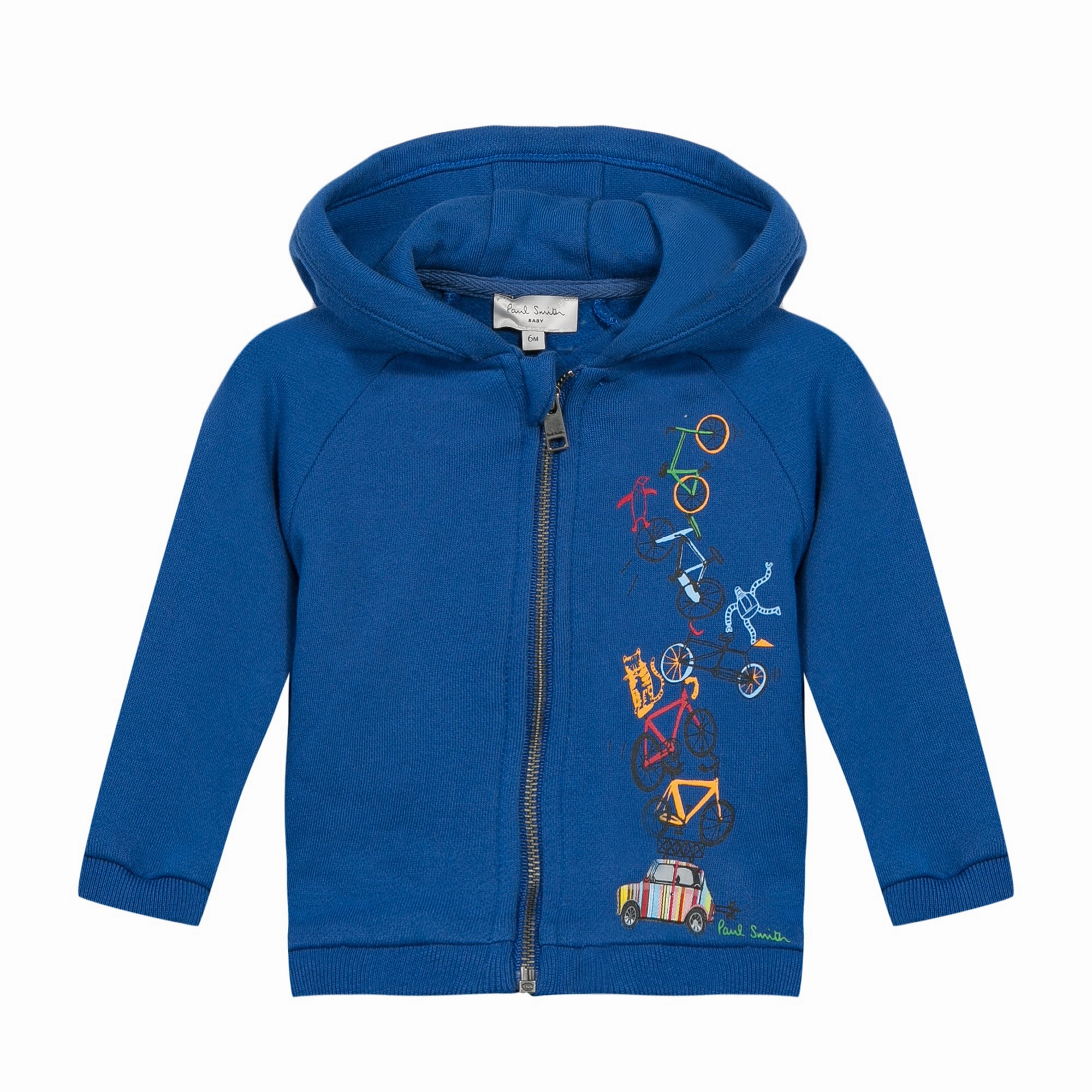 Unisex kids' clothing Paul Smith Junior Baby "Bicycles Poppet" Hoodie in Royal Blue