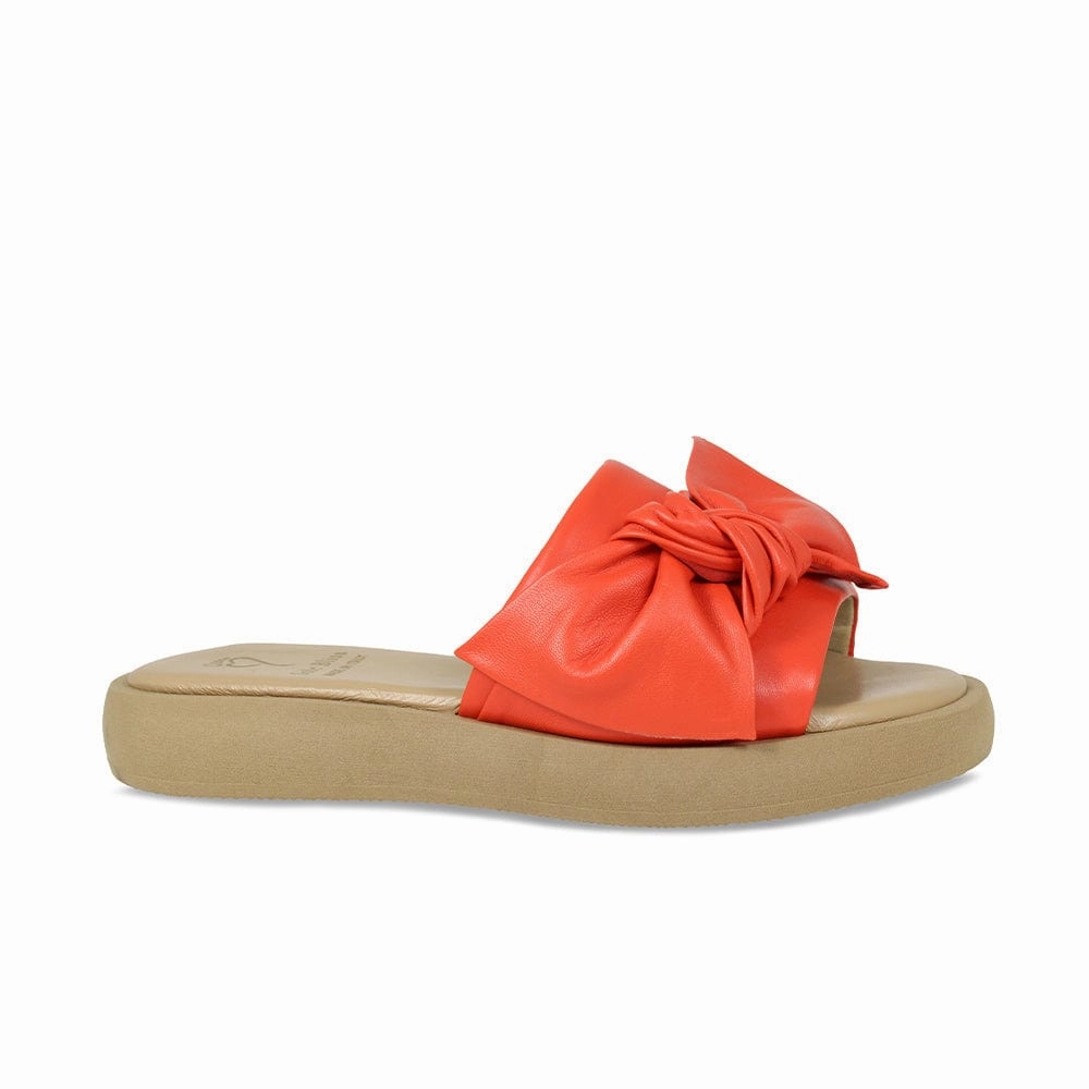 Bailey: Coral Red Leather Chic Vacation Sandals