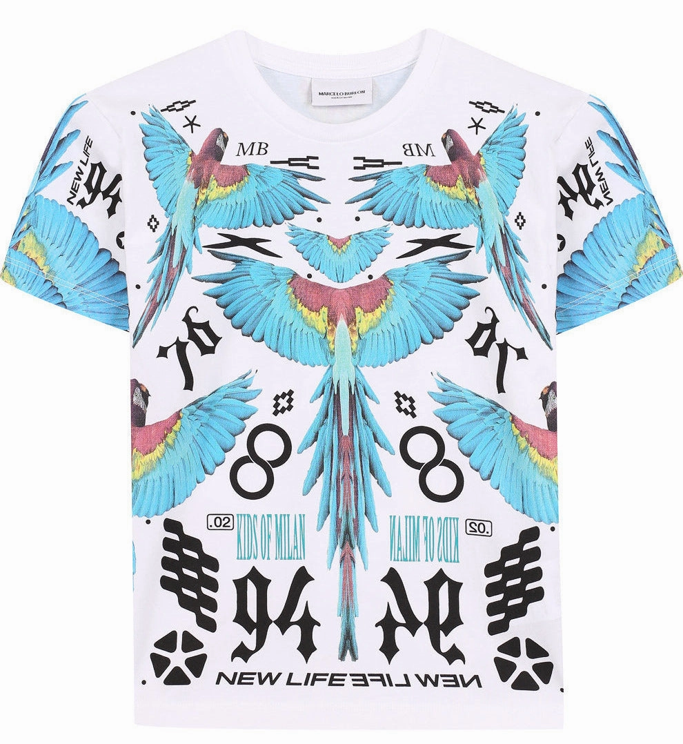 Marcelo Burlon Kids Boy's ALL OVER WINGS T-Shirt waterproof Wool