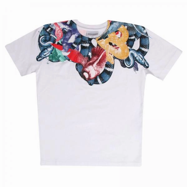 Car ride wear for kids Little girl Marcelo Burlon Kids Boy's "Color Snake" White T-Shirt