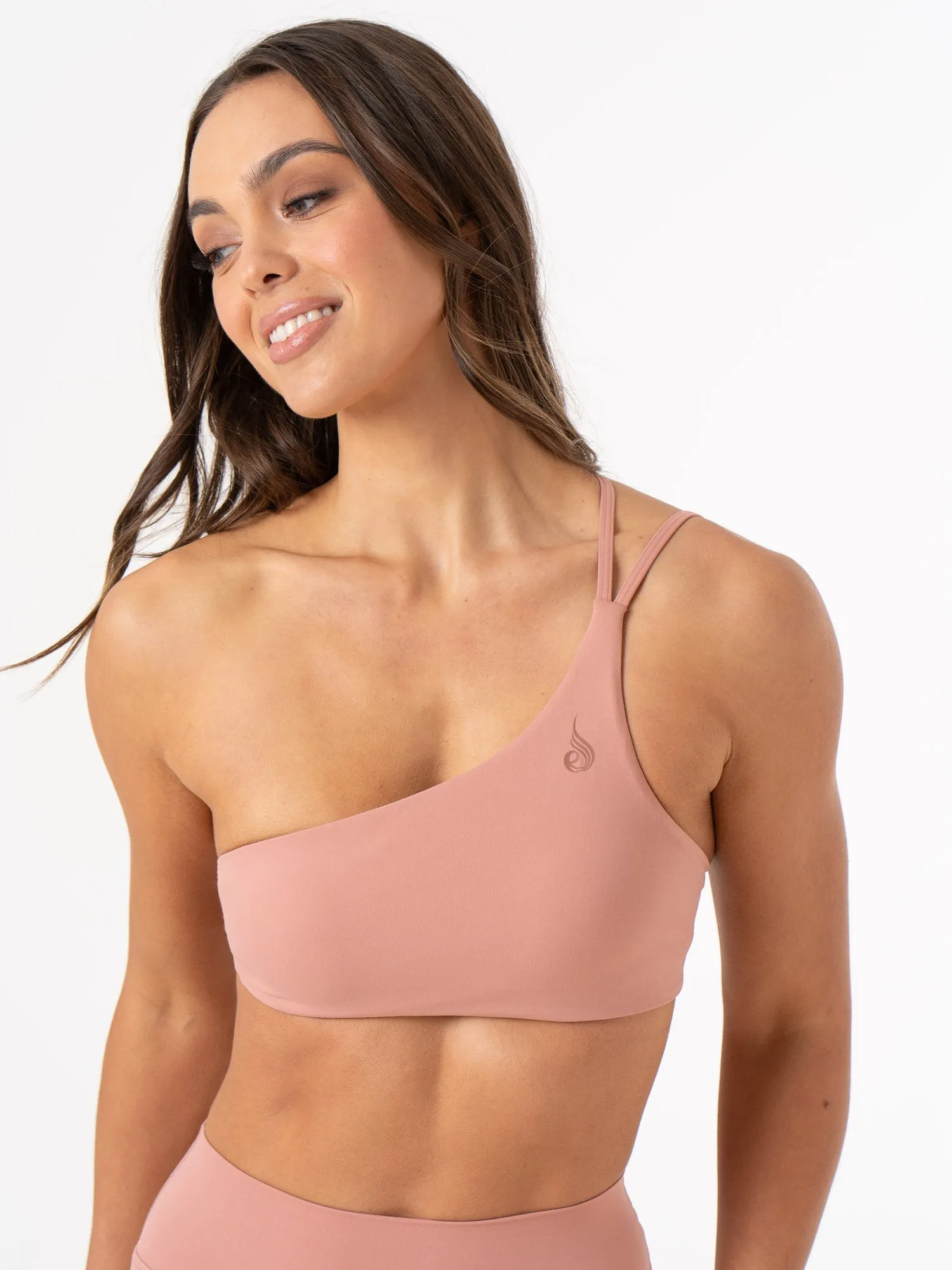 NKD One Shoulder Sports Bra - Dusty Pink Multi Directional Stretch Polyester fabric