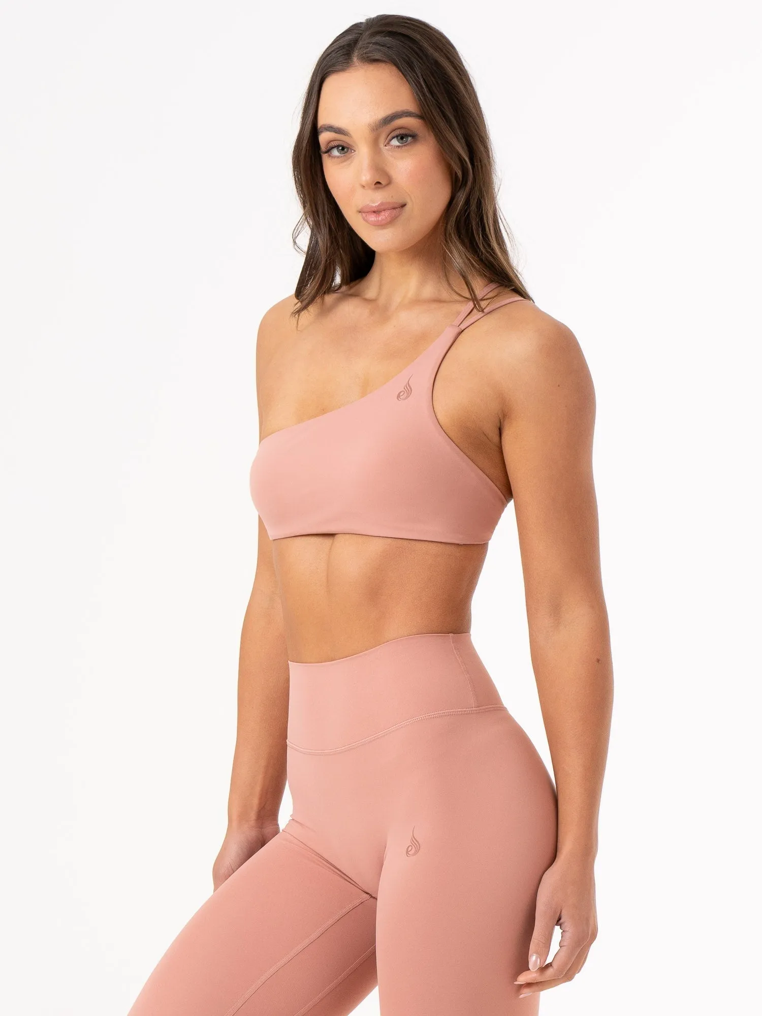 NKD One Shoulder Sports Bra - Dusty Pink Thermal seams Purple workout gear
