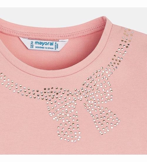 Buttoned Linen Mayoral 174-086 Kids Girl Basic Short Sleeve T-Shirt in Blush