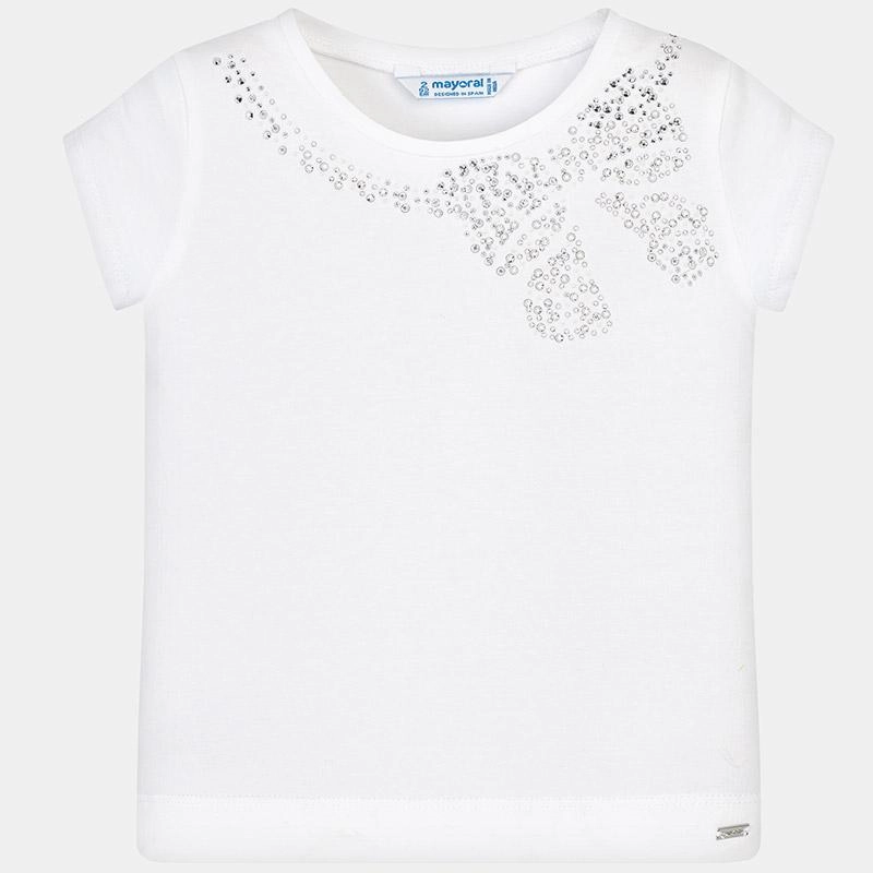 Affordable Mayoral 174-090 Kids Girl Short Sleeve T-Shirt in White
