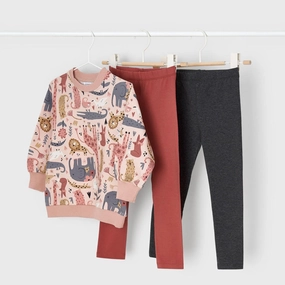 Loungewear for kids Embroidered Mayoral 4774-064 Kids Girl ECOFRIENDS Sweatshirts with 2 x Leggings Set