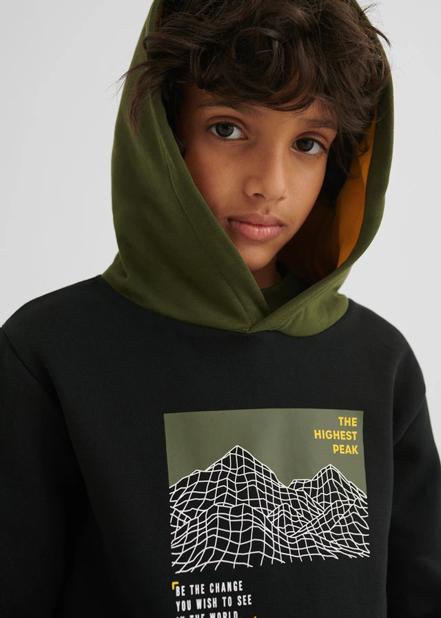 Mayoral 7448-082 Kids Boy Contrast Pullover Sweatshirt - Black Pajamas for children