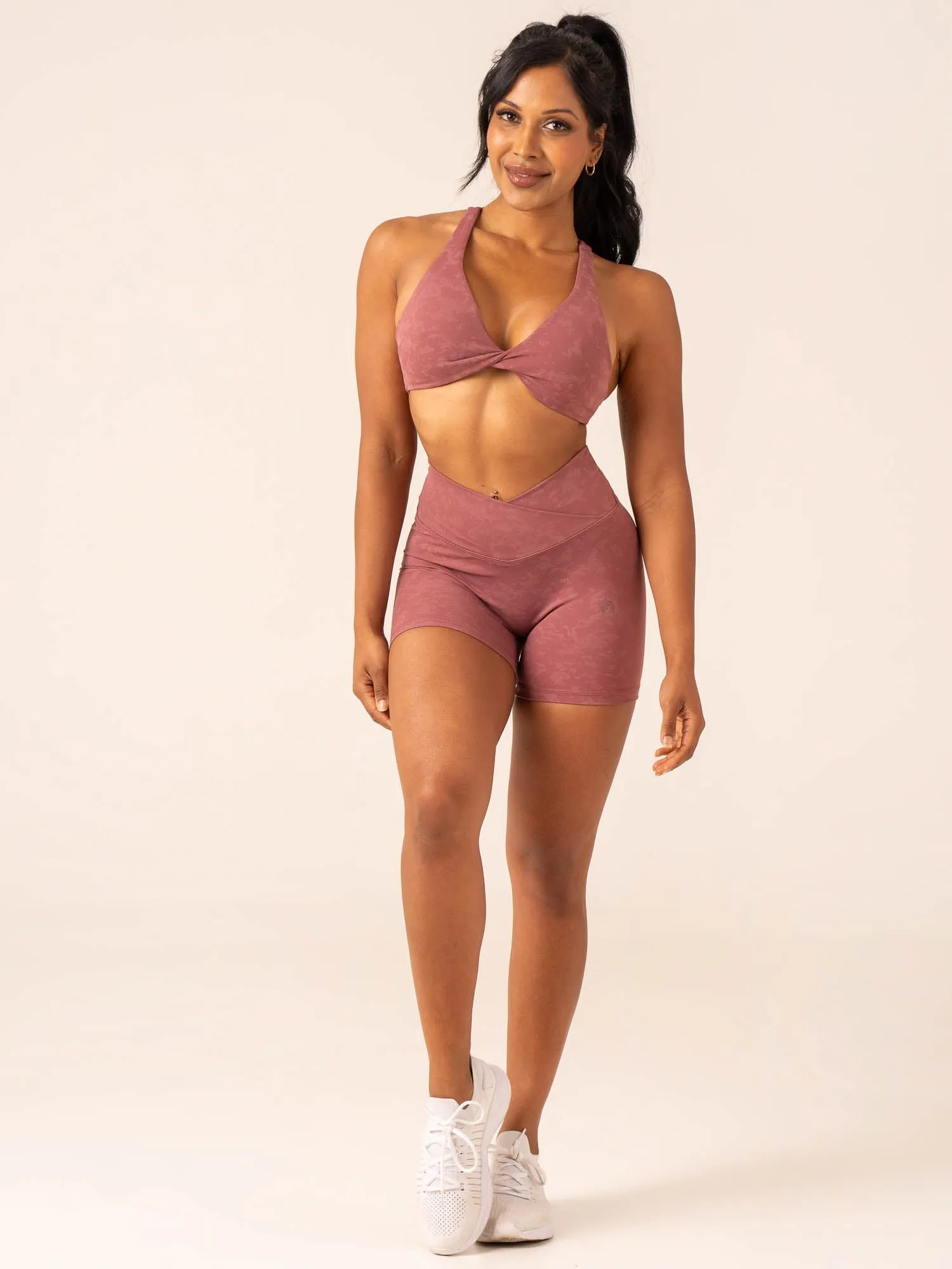 Anti-bacterial NKD Stonewash Twist Sports Bra - Boysenberry Stonewash