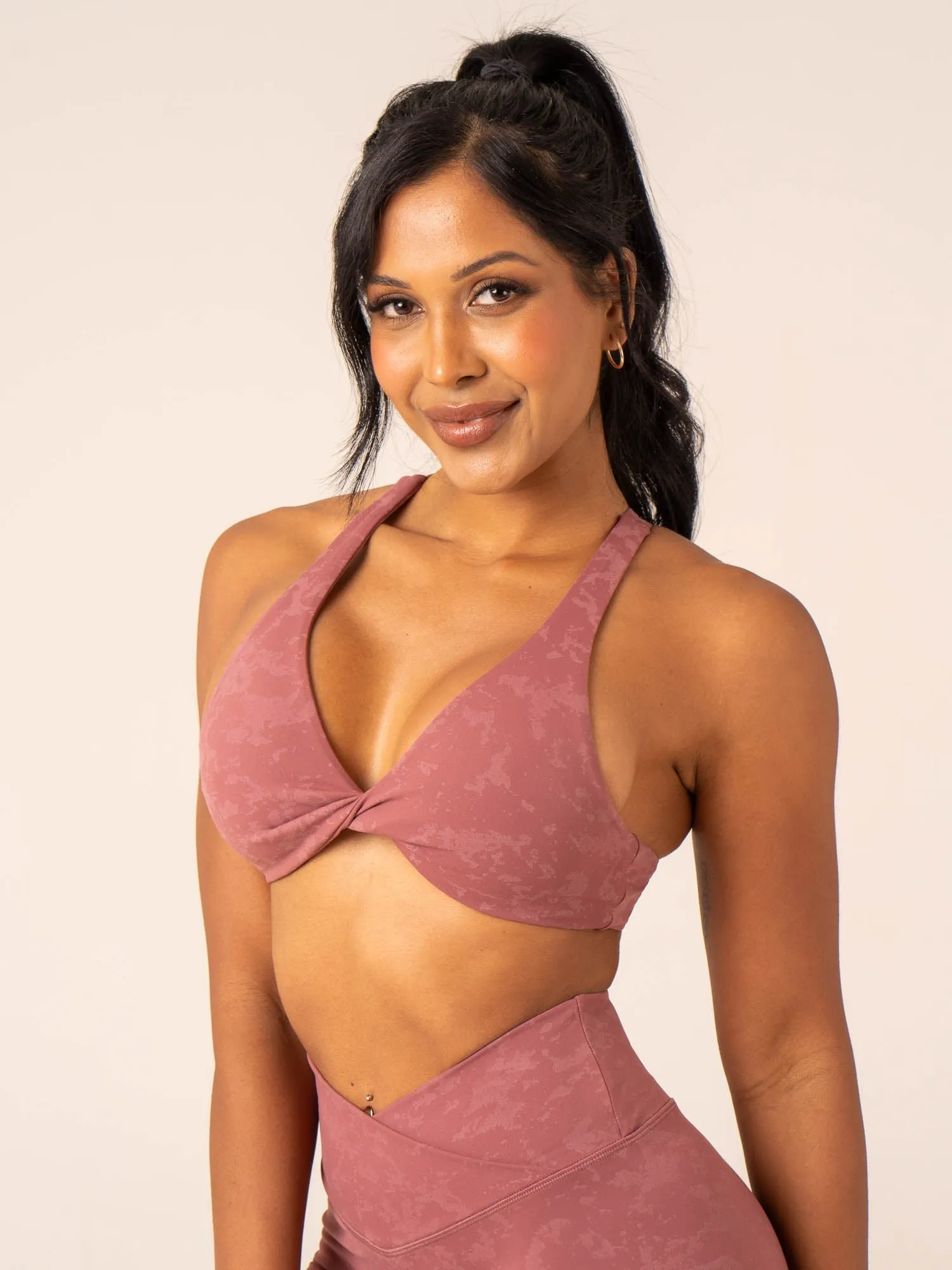 layering NKD Stonewash Twist Sports Bra - Boysenberry Stonewash